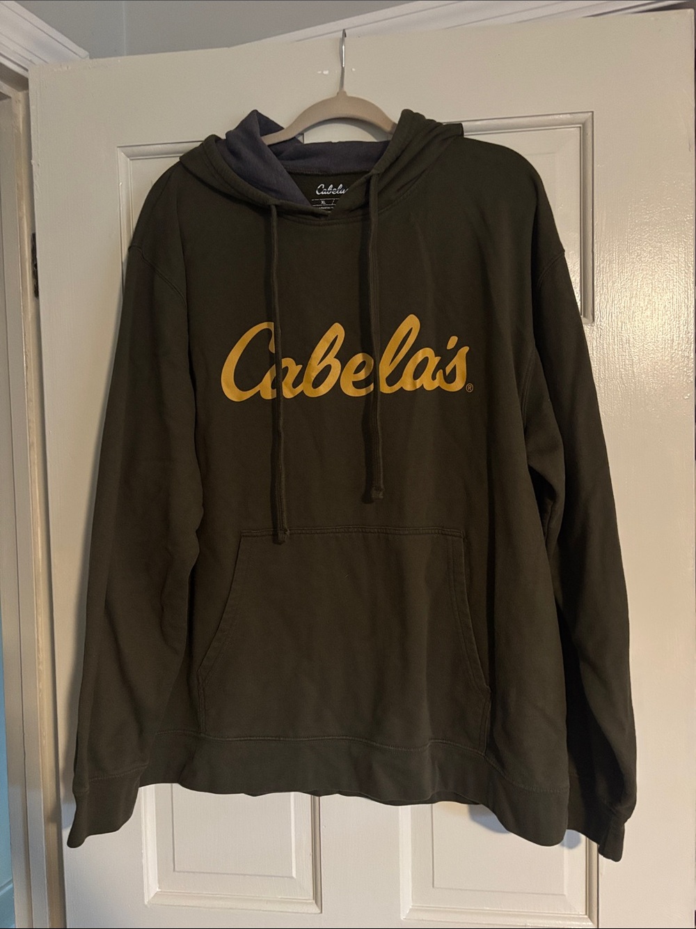 Cabela's Olive Green Pullover Hoodie with Gold Logo